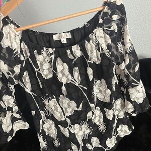 Lavish Black and White Floral Blouse